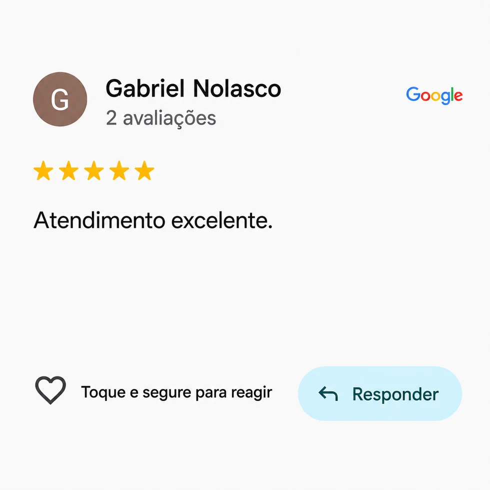 Avaliação no Google de Gabriel Nolasco destacando atendimento excelente da UNIPRINT.